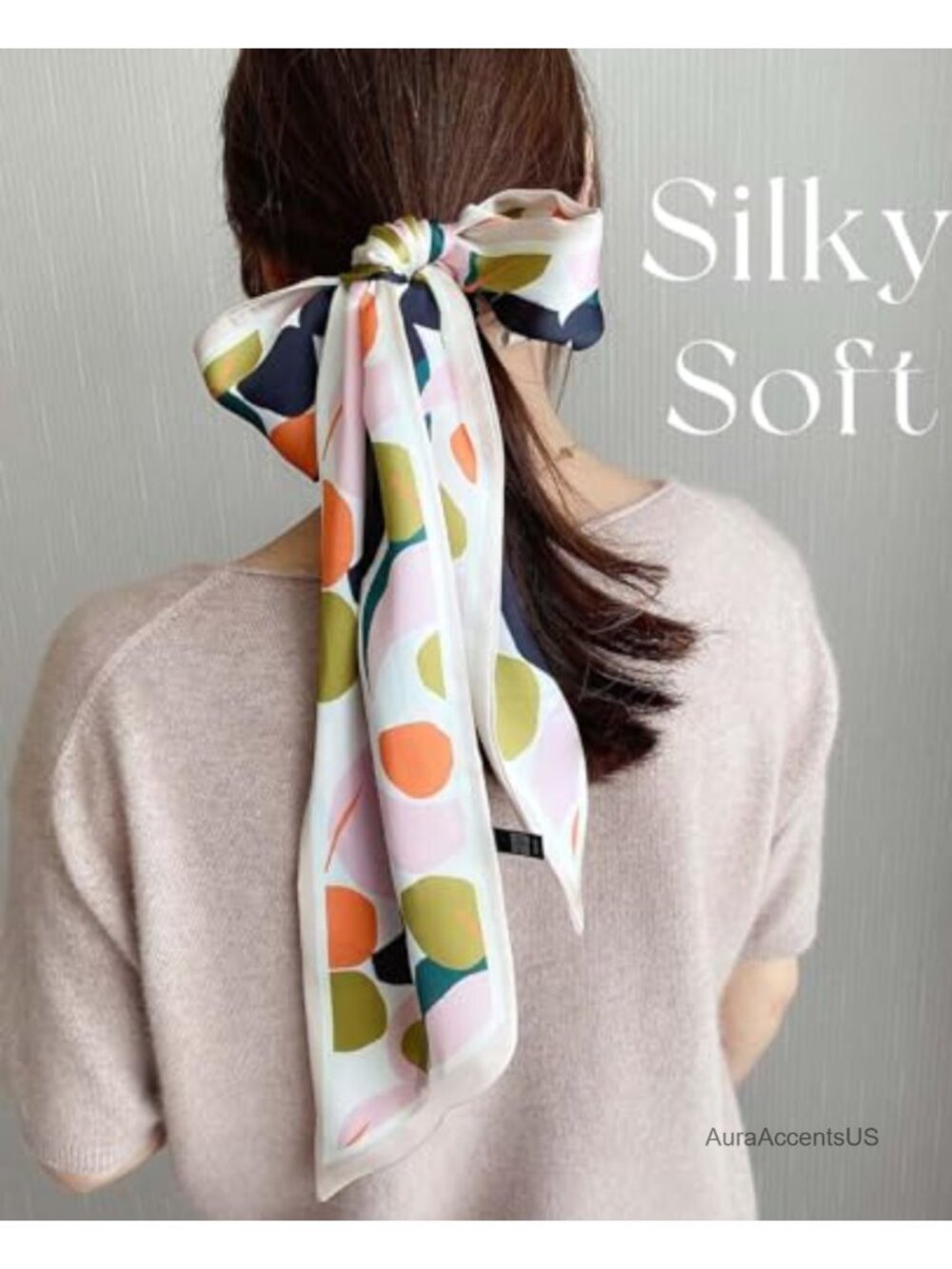Silky Satin Hair Scarf Wrap Lightweight Neck Scarf Handbag Accessory - Picture 3 of 6